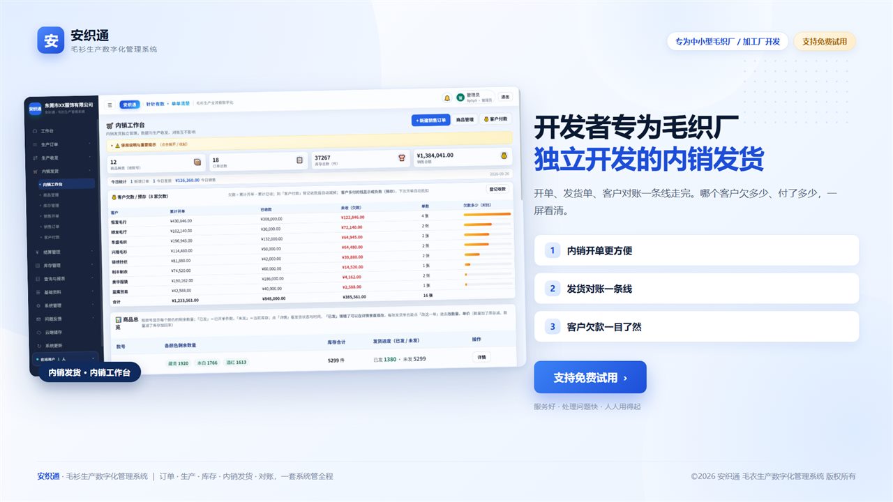 开发者专为毛织厂独立开发的内销发货